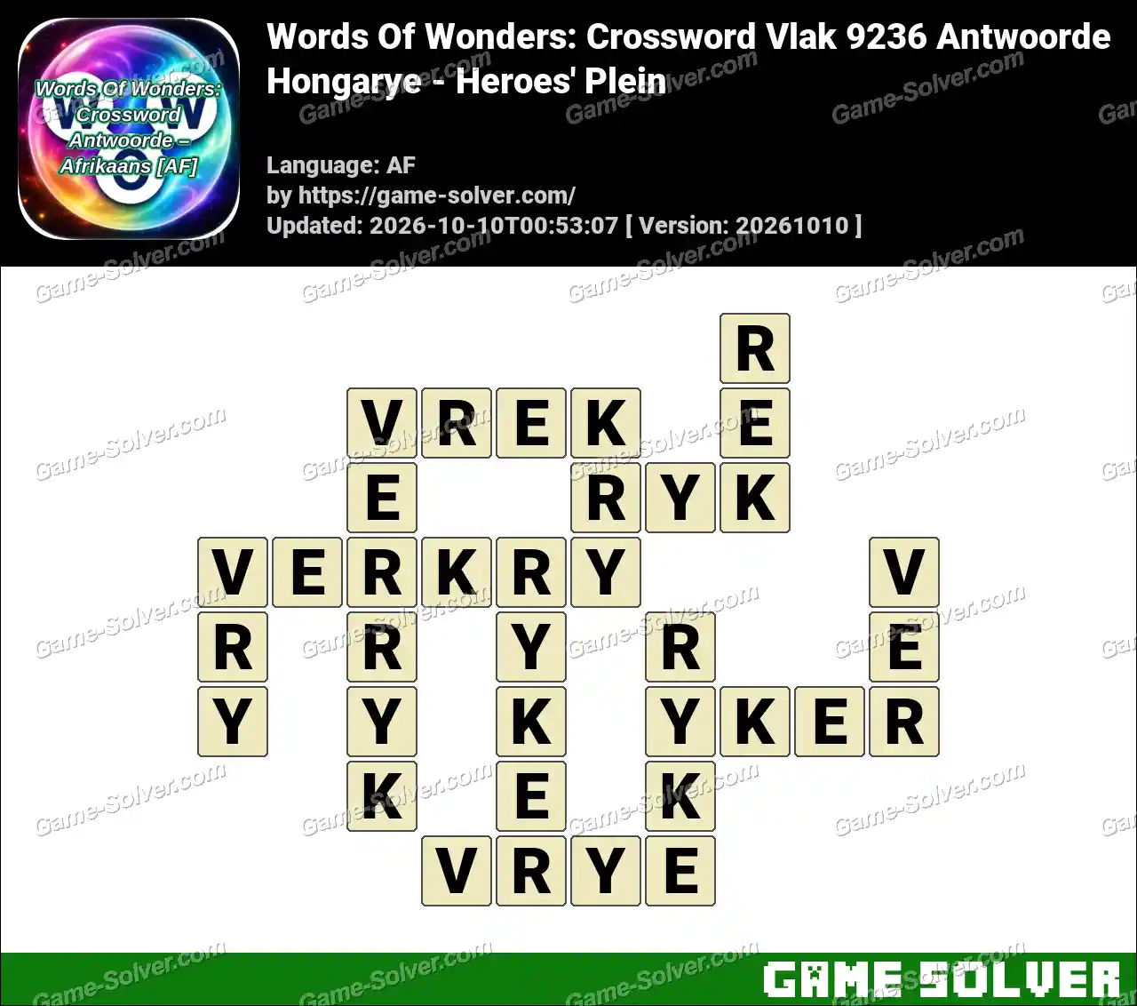 Words Of Wonders: Crossword Vlak 9236 Antwoorde – Hongarye – Heroes’ Plein